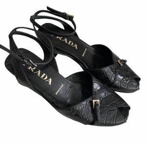 Vintage Prada Ankle Strap Low Heels